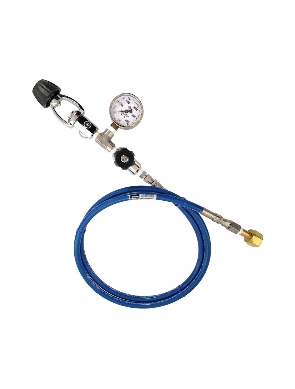 Scuba to Scuba tank Refill Station rated at 3660psi Max with 34" Fill whip 