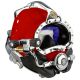 Helmet, KM-37,Red,Stock Trim,Com. Posts,350