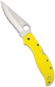 Knife, Spyderco, Yellow, Serrated, 3.95