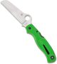 Knife, Spyderco, Green, Plain, Blunt, 3.20